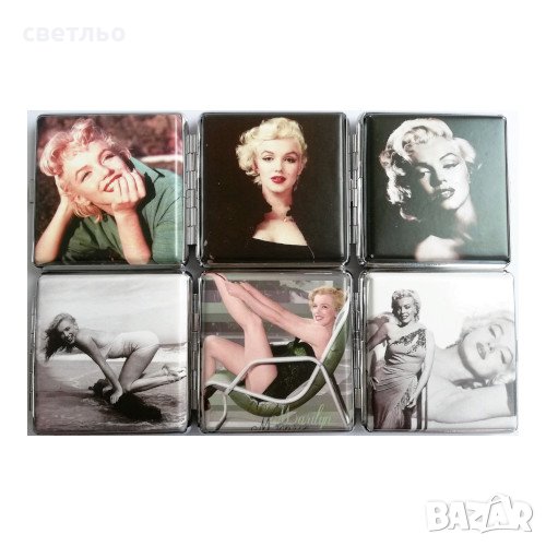 Метална табакера за цигари Мерилин Монро 84 мм, снимка 1