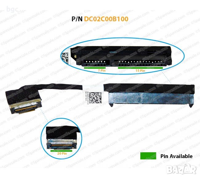 HDD Cable For Dell Latitude E5470, E5480, E5490, E5491, 5470, 5480, 5490, 5491, 5495, DC02C00B100, 0, снимка 1