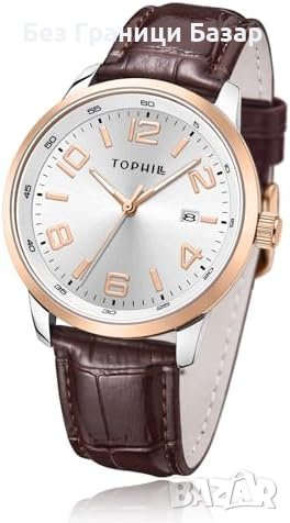 Нов Модерен Луксозен Мъжки Аналогов  Часовник 43mm Водоустойчив Кожен, снимка 1