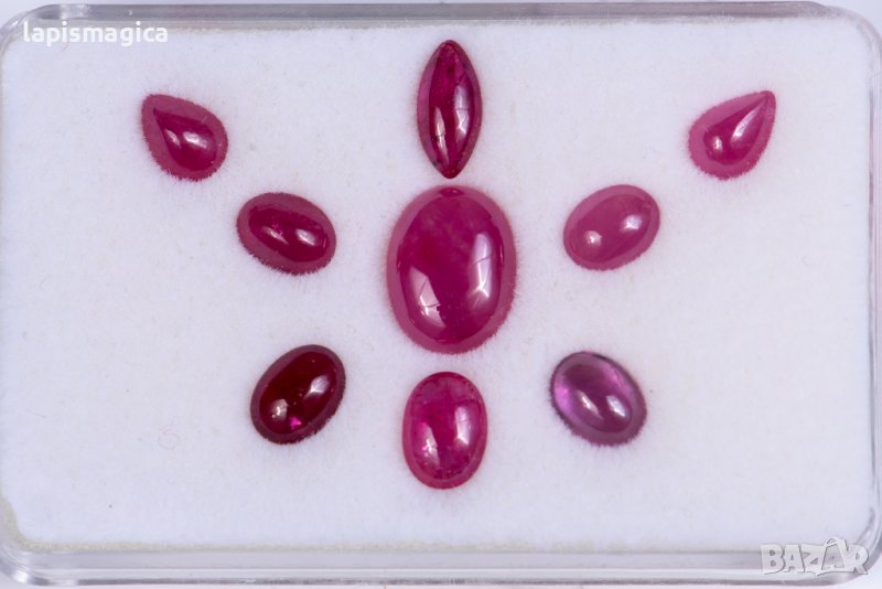 Лот 9 броя рубини кабошони 8.88ct само нагрявани, снимка 1