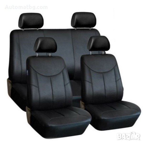 Комплект тапицерия Automat, Универсална, Еко кожа, 8 части, Черен, снимка 1