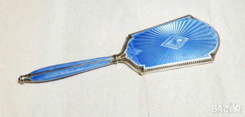 Старинно английско сребърно аристократично огледало с емайл  Birmingham England 1773-1924 г сребро, снимка 1