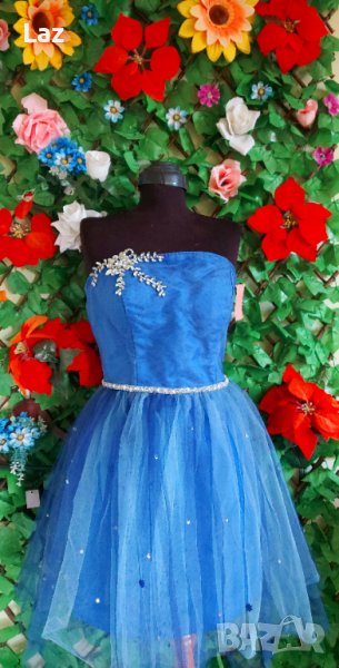 официална рокля в микс от индиго и тъмно синьо с камъни, снимка 1