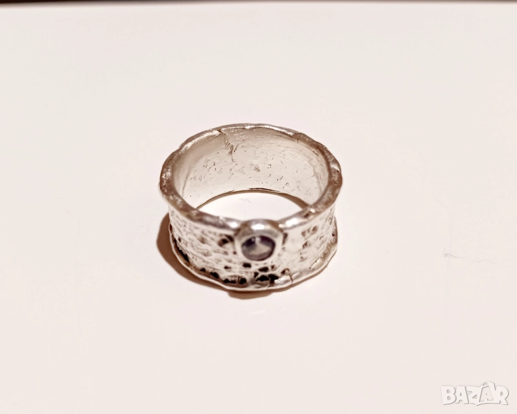 Сребърен пръстен с 1 цирконий, снимка 1