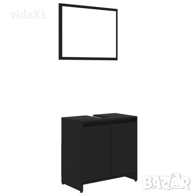 vidaXL Комплект мебели за баня, черен, ПДЧ(SKU:802652, снимка 1