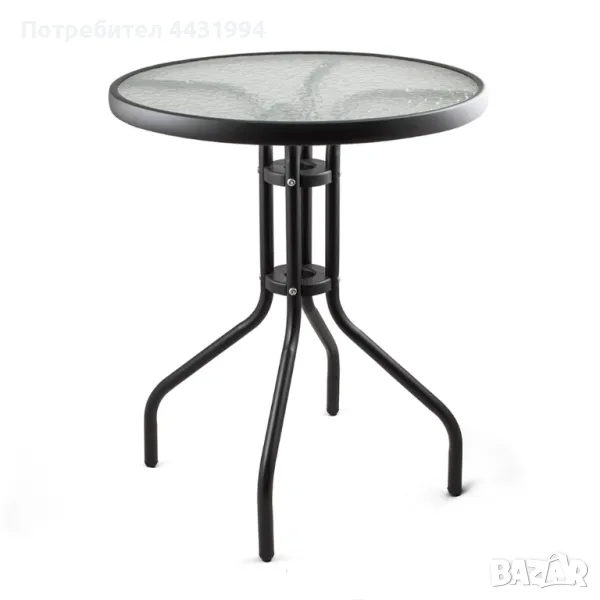 Метална маса със стъклен плот 60x74cm, снимка 1