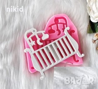 Бебешка кошара силиконов молд форма за фондан гипс шоколад украса декор бебешко пано, снимка 1