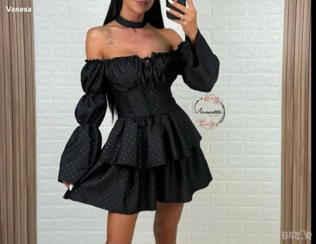 Рокля с камъни и чокър, снимка 1