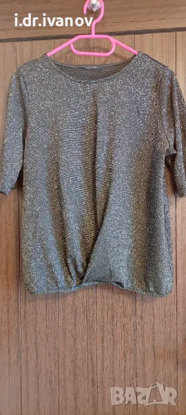 черна блуза с блестящ ефект , снимка 1