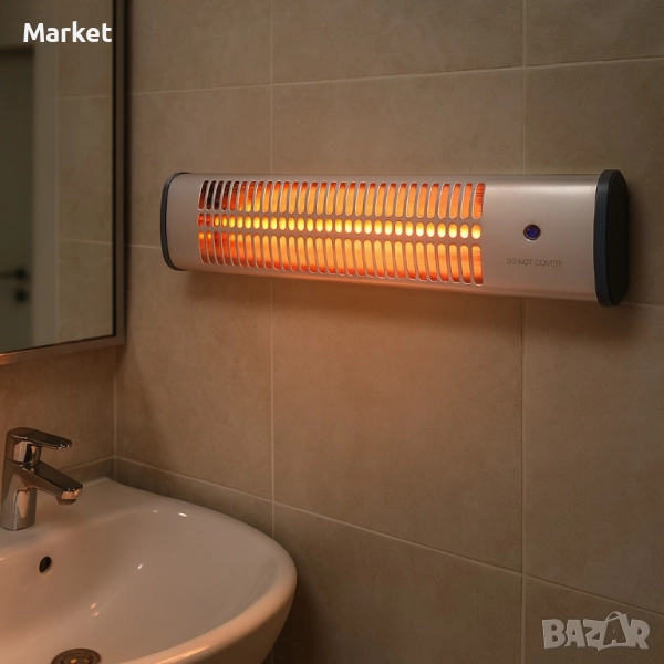 Кварцова отоплителна печка за баня Rosberg – 1200W, бял, снимка 1