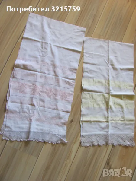 19в. кърпа, ръчно тъкан кенар, дантела , 2 броя, снимка 1