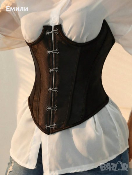 Дамски сатенен корсет под бюста в черен цвят р-р S, снимка 1