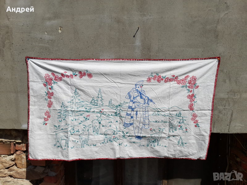 Старинен бродиран ковьор,покривка за стена #144, снимка 1
