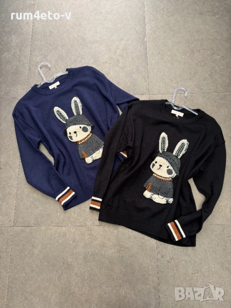 Пуловер със зайче в два цвята , снимка 1