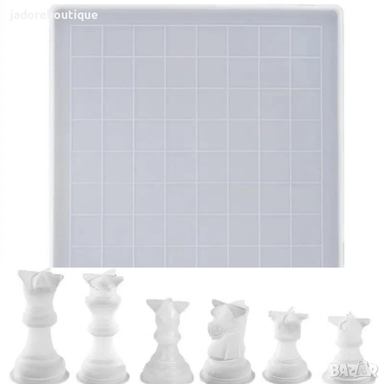 Силиконов молд 3D шахматни фигури 6 бр/к-кт / Шахматна дъска, снимка 1