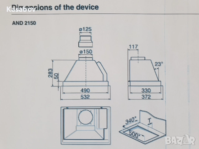 Miele DA2150 Аспиратор за Пълно Вграждане Абсорбатор Миеле, снимка 9 - Абсорбатори - 52743894