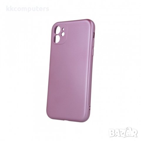 Силиконов кейс Silicone Metallic Cover, За iPhone 11 (6.1), Розов, снимка 1 - Калъфи, кейсове - 37815492