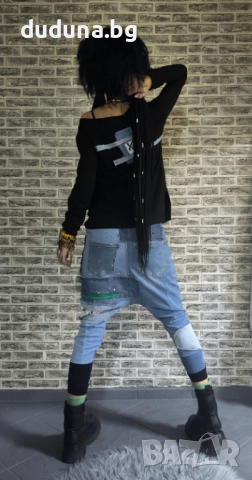 Страхотен дамски сет дънкови потури и блуза с деним в уникален стил!, снимка 2 - Комплекти - 52841748