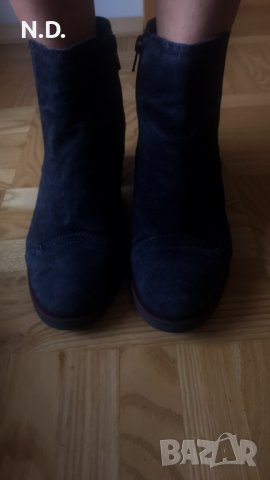 Дамски тъмносини боти Freeflex, естествен велур, с малък ток, номер 37