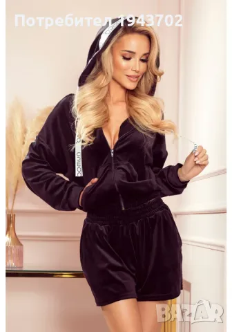 Дамски велурен комплект в черен цвят 369-1 Numoco