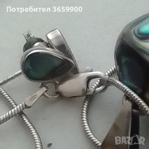 Сребърни обици със седеф, снимка 7 - Обеци - 43029038