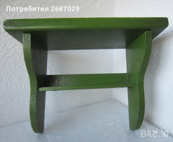 стар дървен зелен рафт полица 35 х 15 см, за стена, снимка 1 - Други - 28955623