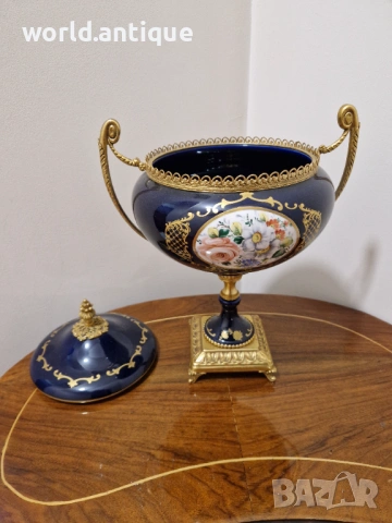 Уникална антикварна френска порцеланова купа Limoges, снимка 5 - Антикварни и старинни предмети - 53063115