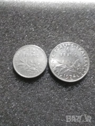 Лот 1/2 и 1 франк 1974г.