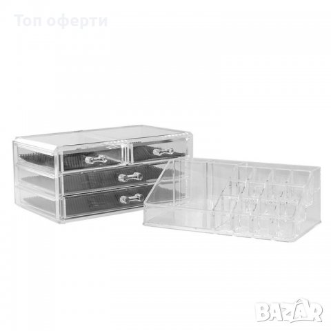 Прозрачен органайзер за гримове и бижута с 20 отделния и 4 чекмеджета, снимка 7 - Други - 38555825