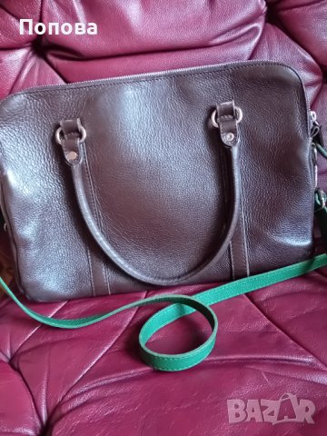 Уникална  цветна чанта с 5 отделения от естествена кожа, снимка 4 - Чанти - 43653537