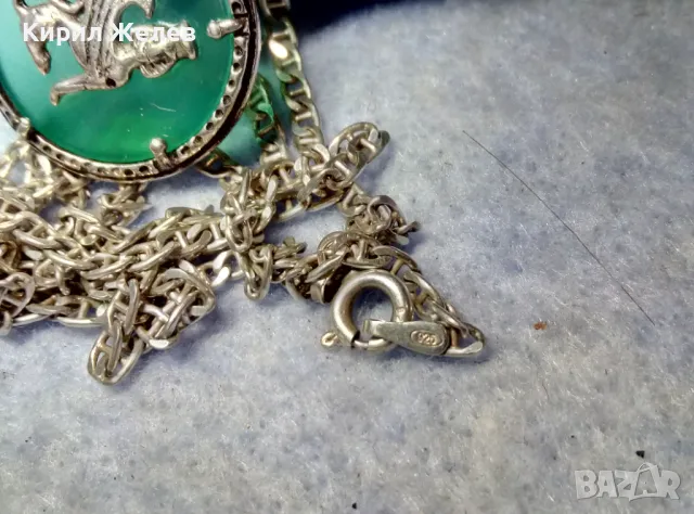 ИТАЛИАНСКИ ДАМСКИ МЕДАЛЬОН от СРЕБРО и СТЪКЛЕНА ПАСТА Paste Vitree Със СРЕБЪРНА 925 ВЕРИЖКА 43850, снимка 7 - Колиета, медальони, синджири - 49913234