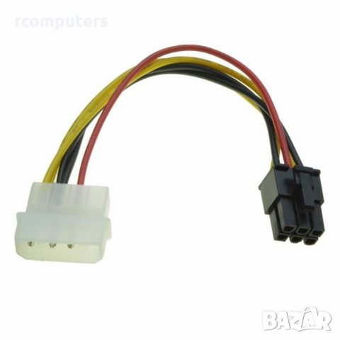 Преходник 1x4 pin Molex към 6 pin PCI express, снимка 1 - Кабели и адаптери - 35234401