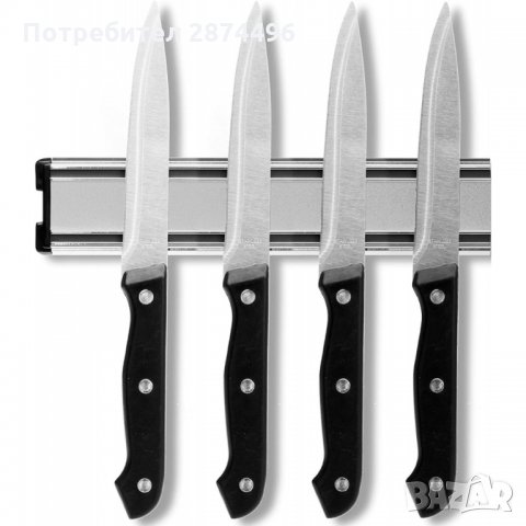 2924 Магнитна алуминиева поставка за кухненски ножове, снимка 2 - Аксесоари за кухня - 35355480