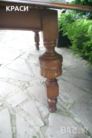 продавам старинна разтегателна маса +6 стола, снимка 3 - Маси - 49693129