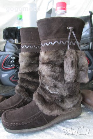 АПРЕСКИ, топли кафяви боти, апрески, кубинки, ботуши, 38,естествена кожа - велур + топла подплата, снимка 3 - Дамски ботуши - 33415632