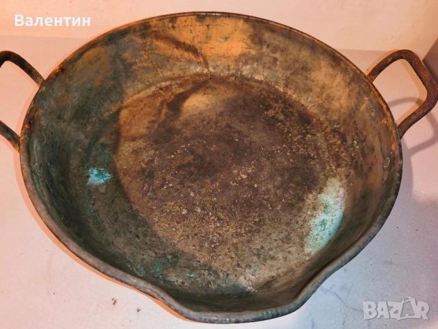 Медна тава с железни дръжки 17, снимка 3 - Антикварни и старинни предмети - 52539964
