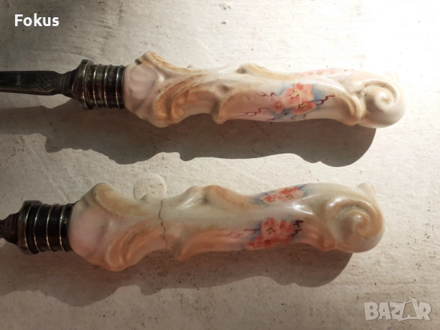 Английски посребрени прибори за салата с маркировки, снимка 3 - Антикварни и старинни предмети - 53296729