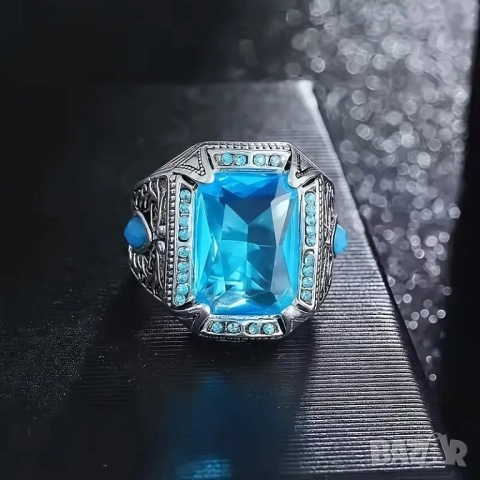 Мъжки пръстен с циркон, снимка 2 - Пръстени - 45388314