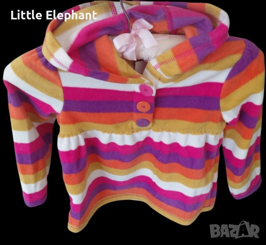 Многоцветен суитчер полар за 3-4 год мом с копчета и качулка,Англия/нов