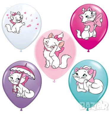 Коте Мари Marie cat цветни Обикновен надуваем латекс латексов балон парти хелий или газ, снимка 3 - Други - 37882552