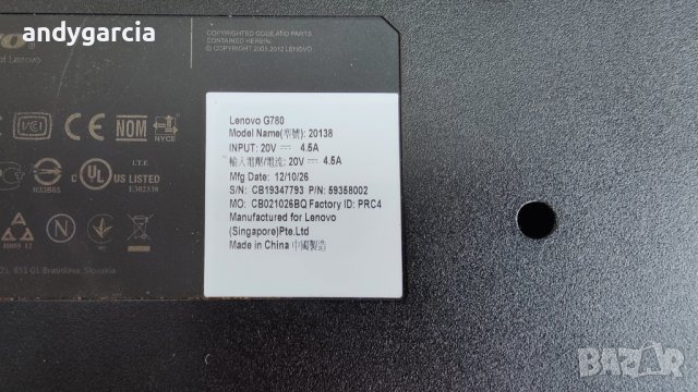 Lenovo IdeaPad G780 17.3 за части, дисплея счупен, снимка 6 - Части за лаптопи - 37809347