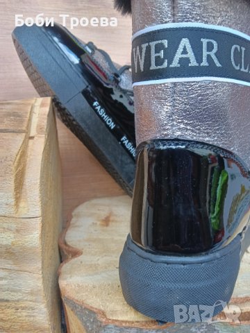 Дамски зимни апрески в цвят черен и златист с връзки, снимка 7 - Дамски ботуши - 43145390