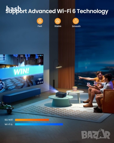Видео проектор Yaber K2 800 ANSI Lumens 1080P Full HD WiFi6 Bluetooth, видео 4K Вграден TV Dongle с , снимка 4 - Телевизори - 52182462