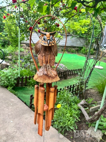 Вятърен звънец от дърво Бухал. 60см. и 80см., снимка 7 - Градински мебели, декорация  - 41700684