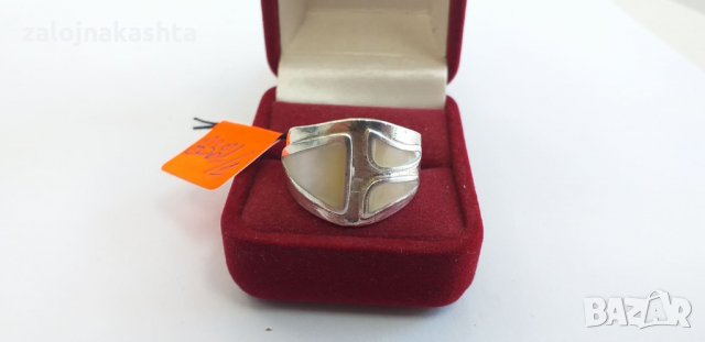 Сребърен пръстен със седеф-6.57гр/925