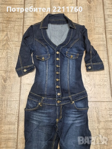 Дамски дънков гащеризон , снимка 2 - Гащеризони - 53075157