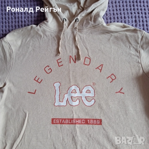 КАТО НОВ LEE L/XL LOOSE HOODIE beige/melange sweatshirt суичър худи анорак Лий, снимка 2 - Суичъри - 52491767