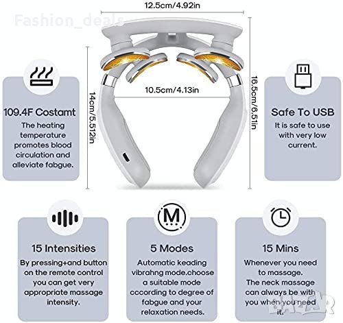 Нов преносим Масажор за врата при болки в шията с функция за загряване, снимка 3 - Масажори - 35573568