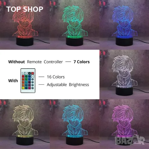 3D лампи комплект Shoto Todoroki, снимка 2 - Настолни лампи - 49156785