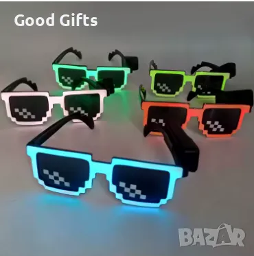 Светещи очила Minecraft стил – 9 режима, разноцветни, снимка 2 - Други - 50386483